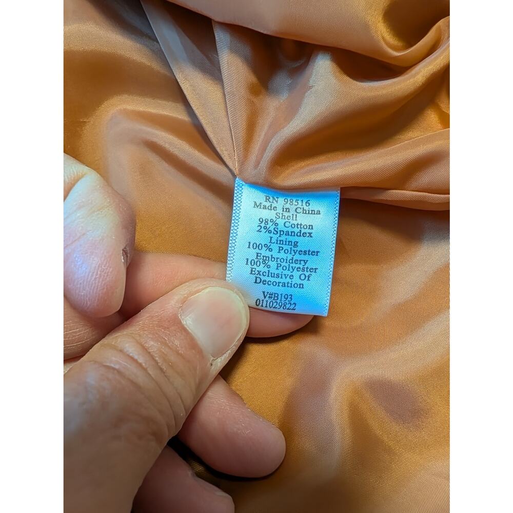 Coldwater Creek Jacket Womens 12 Tan Paisley Floral Embroidered Riding Coat NWT - Picture 14 of 16
